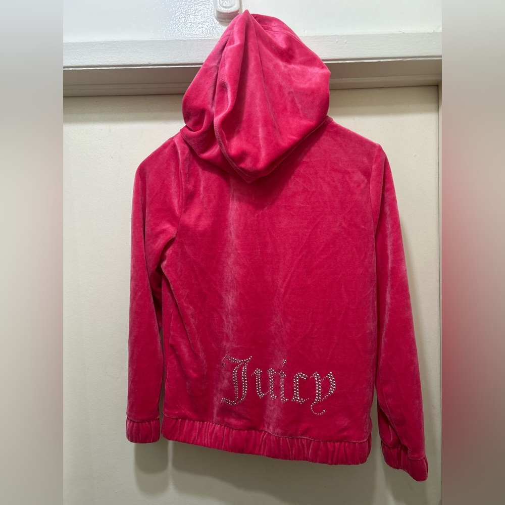 Juicy Couture Hoodie Girls XL Pink Velour Zip Up Jacket Y2K Mean Girls Barbie